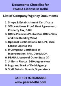 Private Security Agency License in Delhi